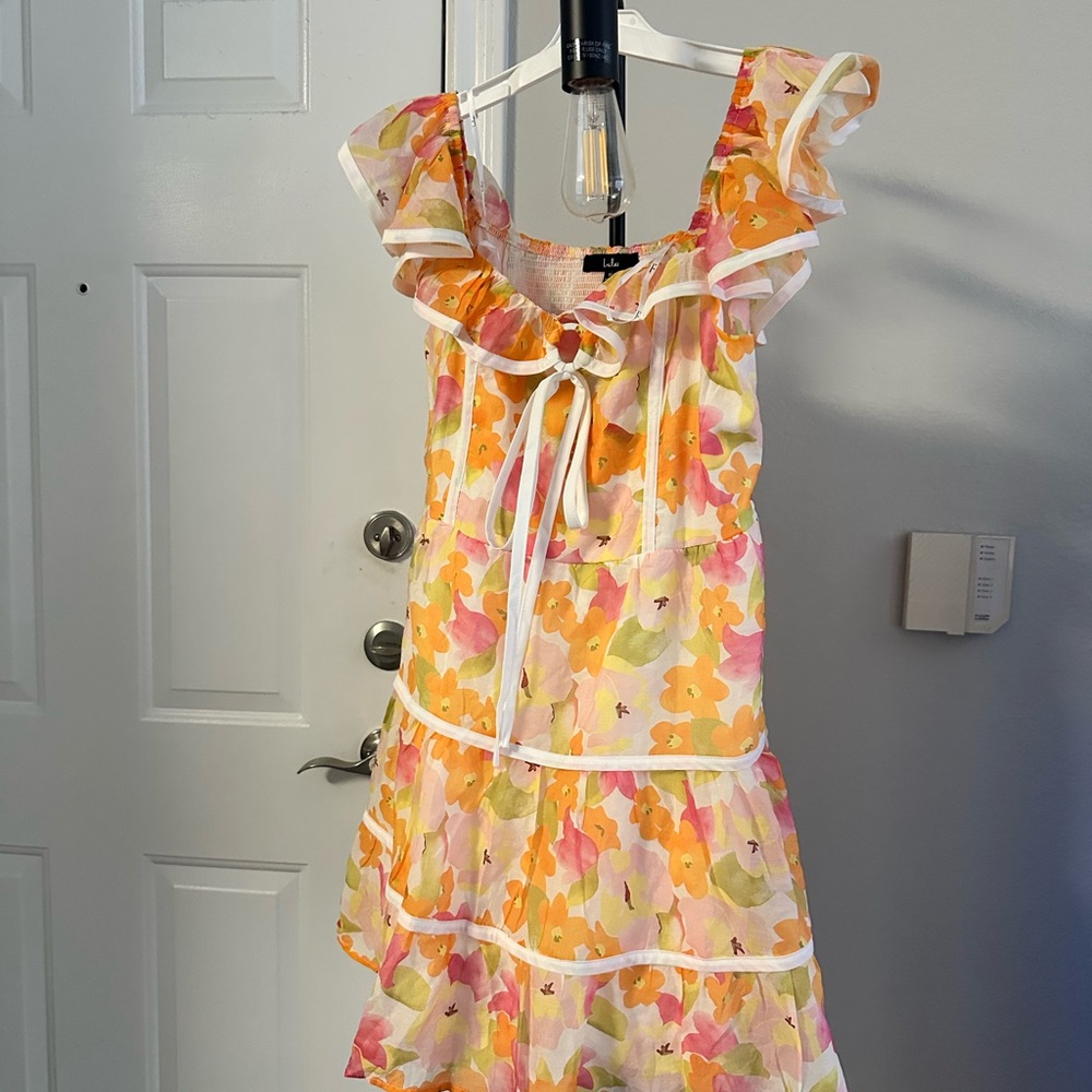 Lulu's Vibrant Floral Halter Dress
